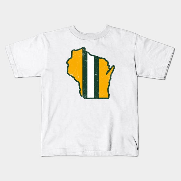 Wisconsin Helmet, Retro - White Kids T-Shirt by KFig21